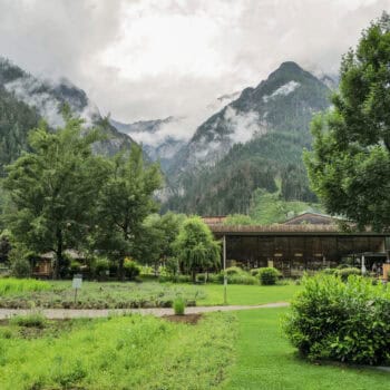 Grüner Garten in den Bergen